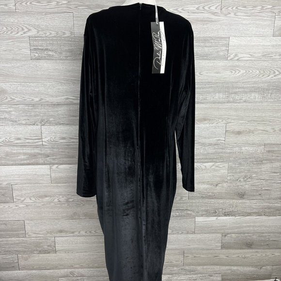 DALIA MACPHEE Plus Size 2X Velvet Surplice Bodice Shine Button Dress NWT - Picture 4 of 12